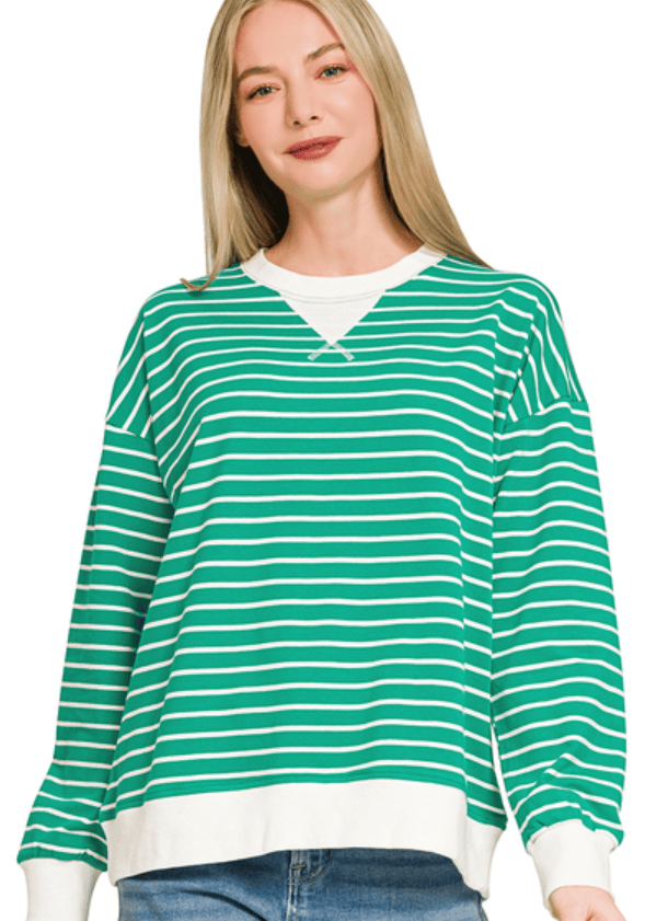 Kelly Green Striped Pullover