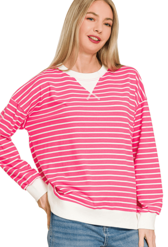 Fuchsia Striped Pullover