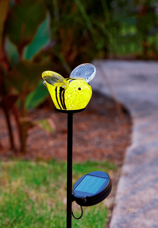 Bee Glass Lit Garden Stake