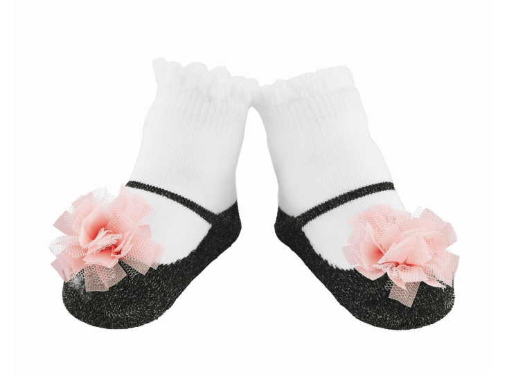 Black & Pink Puff Socks