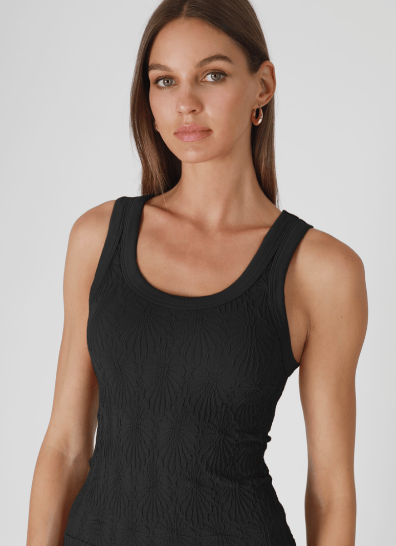 Reversible Lace Texture Tank - Black