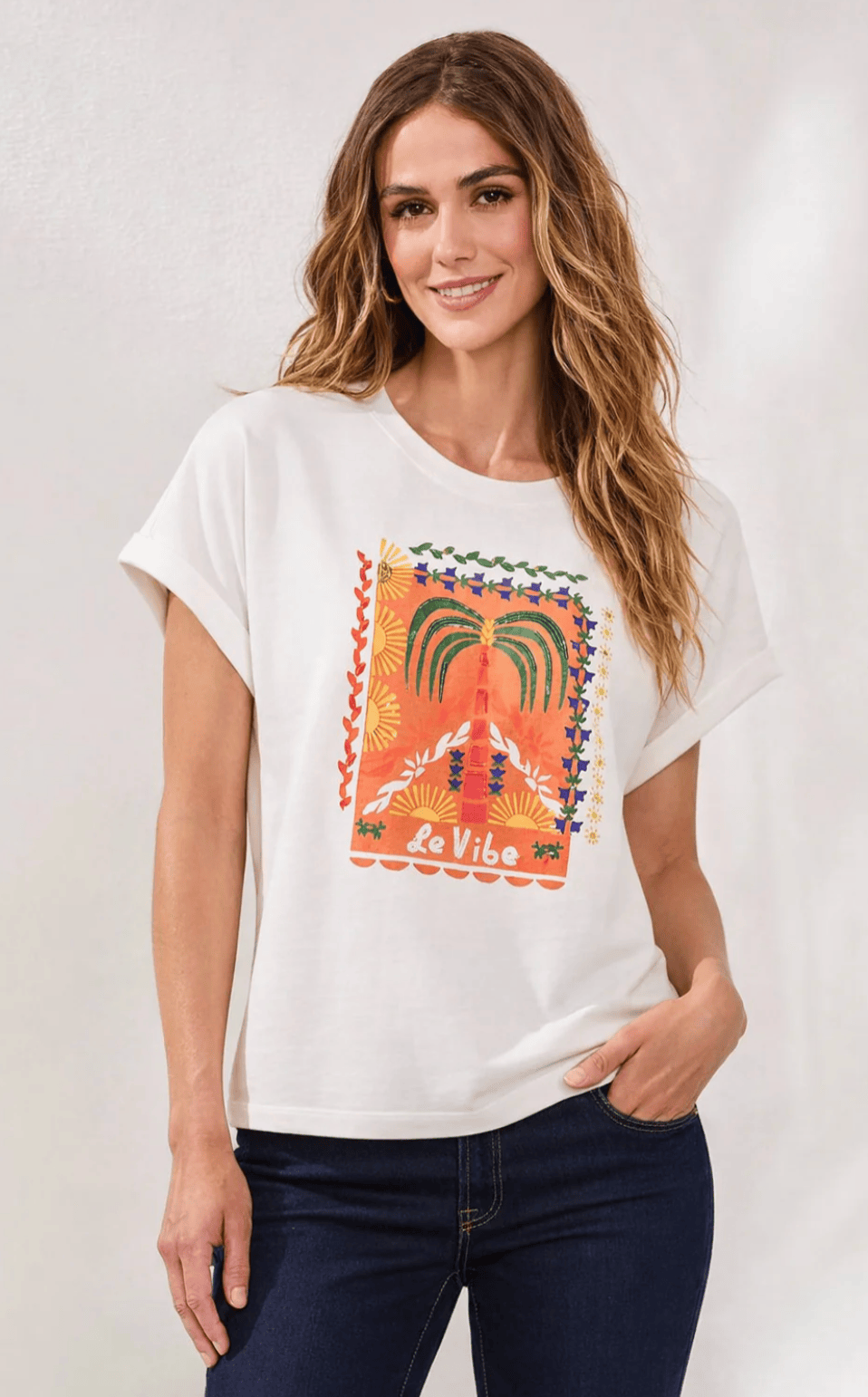 White Cotton Embroidered Cap-Sleeve Crewneck Tee