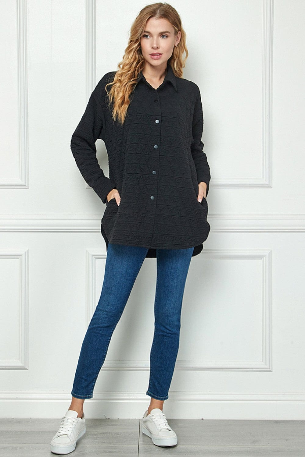 Black Quilted Shacket