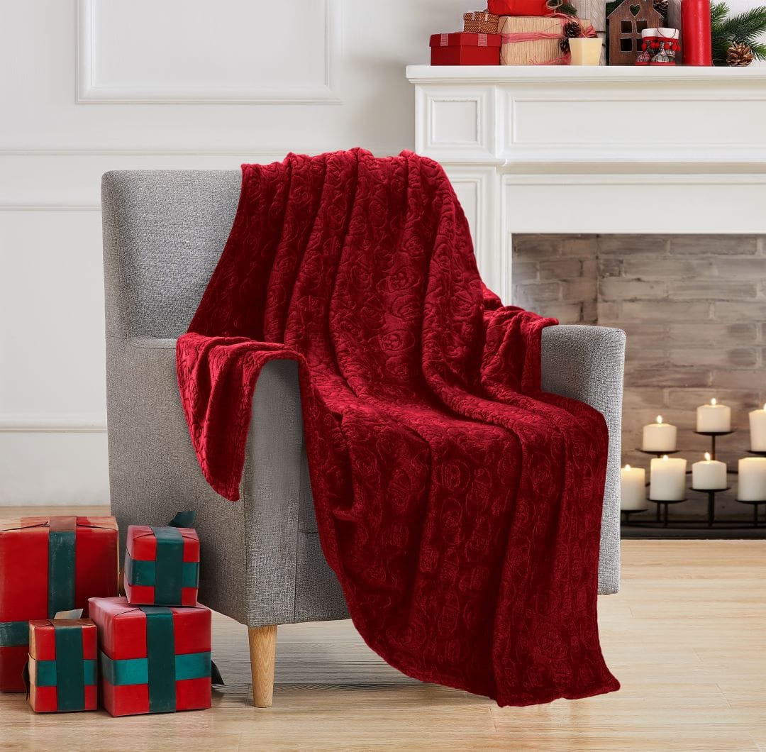 Red Santa Hat Embossed Throw 50x70