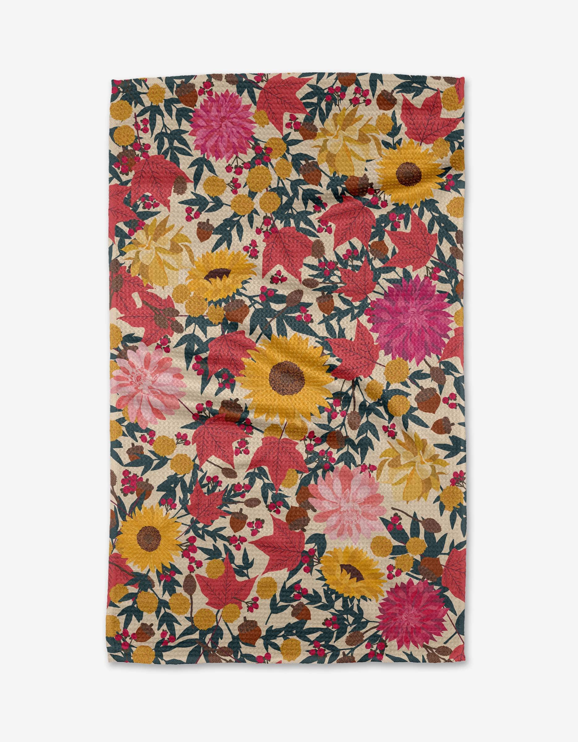 Geometry Autumn Blooms Tea Towel