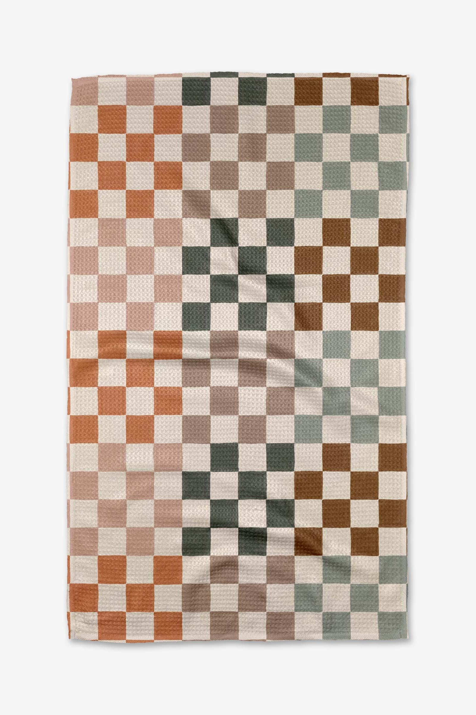 Geometry Autumn Checkers Tea Towel