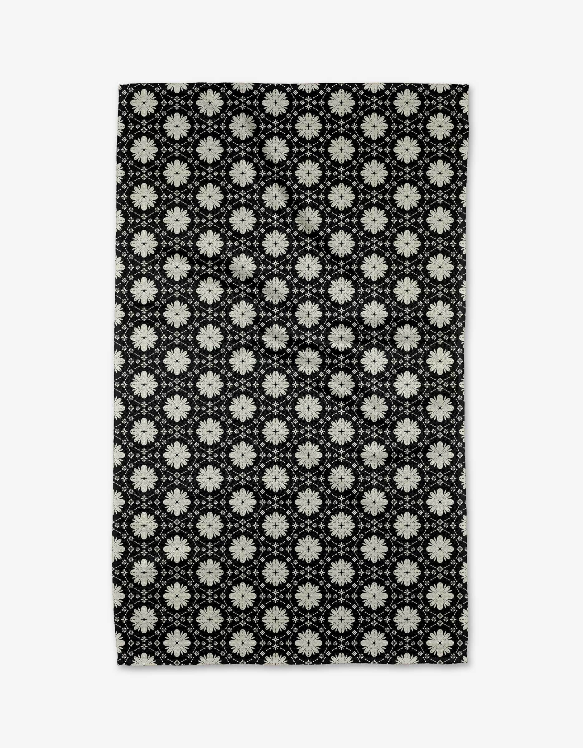 Geometry Monochrome Floral Tea Towel