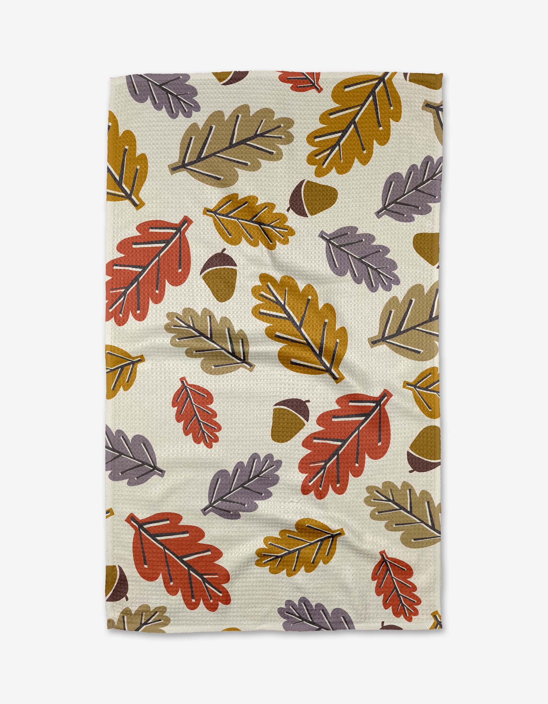 Geometry Retro Leaves Tea Towel