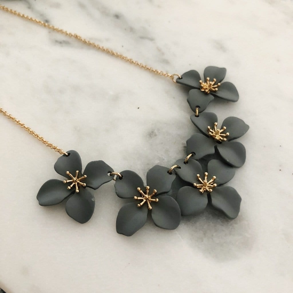 Gray Floral Fields Necklace
