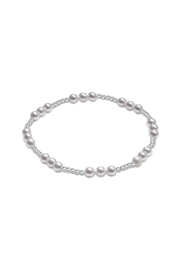 Classic Joy Pattern Sterling 4MM Bead Bracelet - Pearl