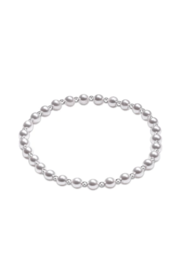 Classic Grateful Pattern Sterling 4MM Bead Bracelet - Pearl