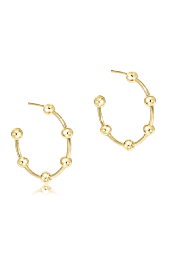 Beaded Simplicity 1" Post Hoop - 4mm Gold