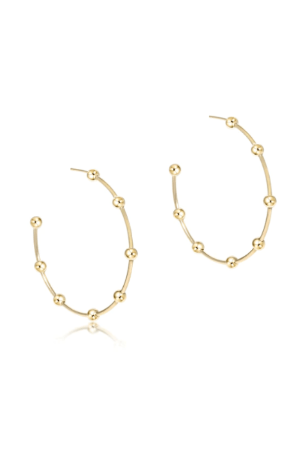 Beaded Simplicity 1.5" Post Hoop - 4mm Gold