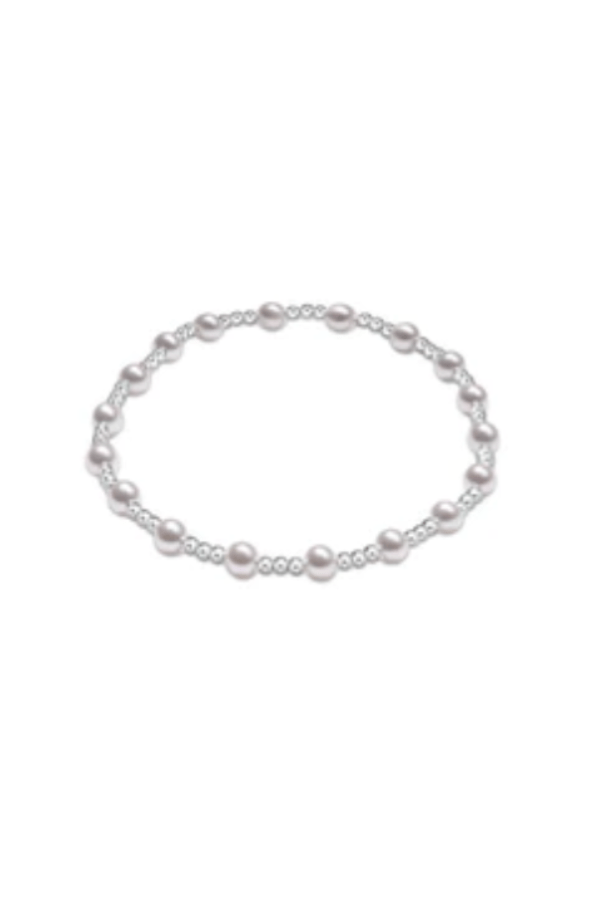 Classic Sincerity Pattern Sterling 4MM Bead Bracelet - Pearl