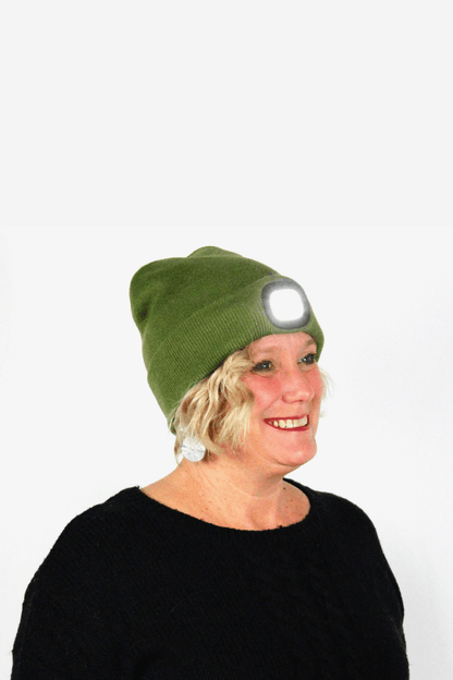 Olive LED Light Up Beanie Hat