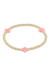 Signature Cross Gold Pattern 3mm Bead Bracelet - Pink