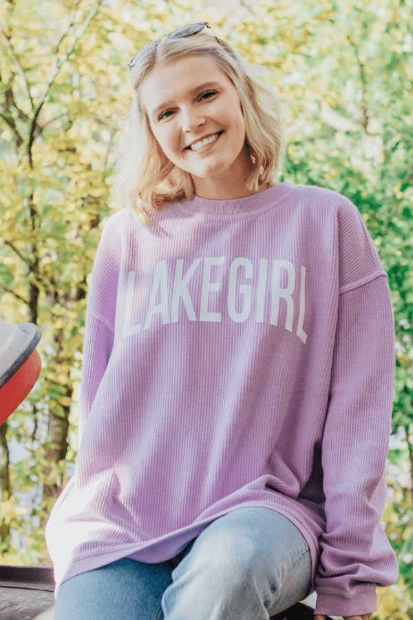 Wisteria Lakegirl Corded Rib Crew Neck Sweatshirt