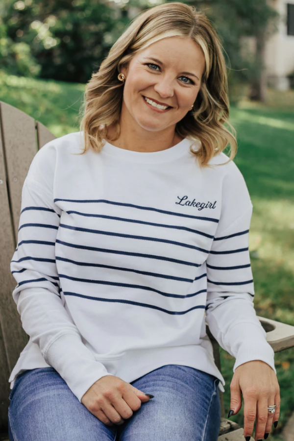 Lakegirl French Terry Striped Crew Neck