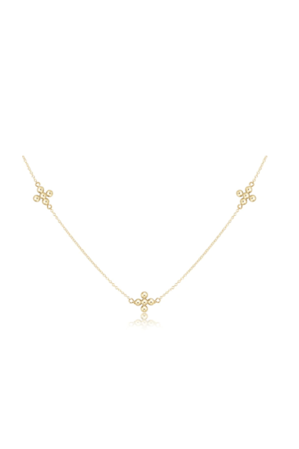 17" Choker Simplicity Chain Gold - Classic Beaded Signature Cross Gold