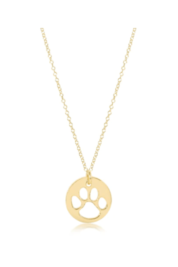 16" Necklace Gold - Paw Print Gold Disc