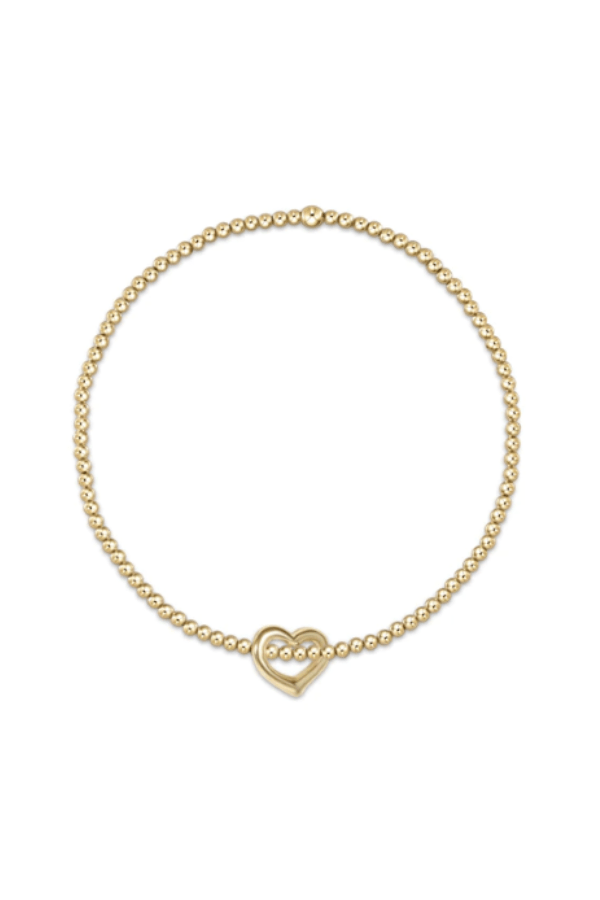 Classic Gold 2mm Bracelet - Love  Small Gold Charm