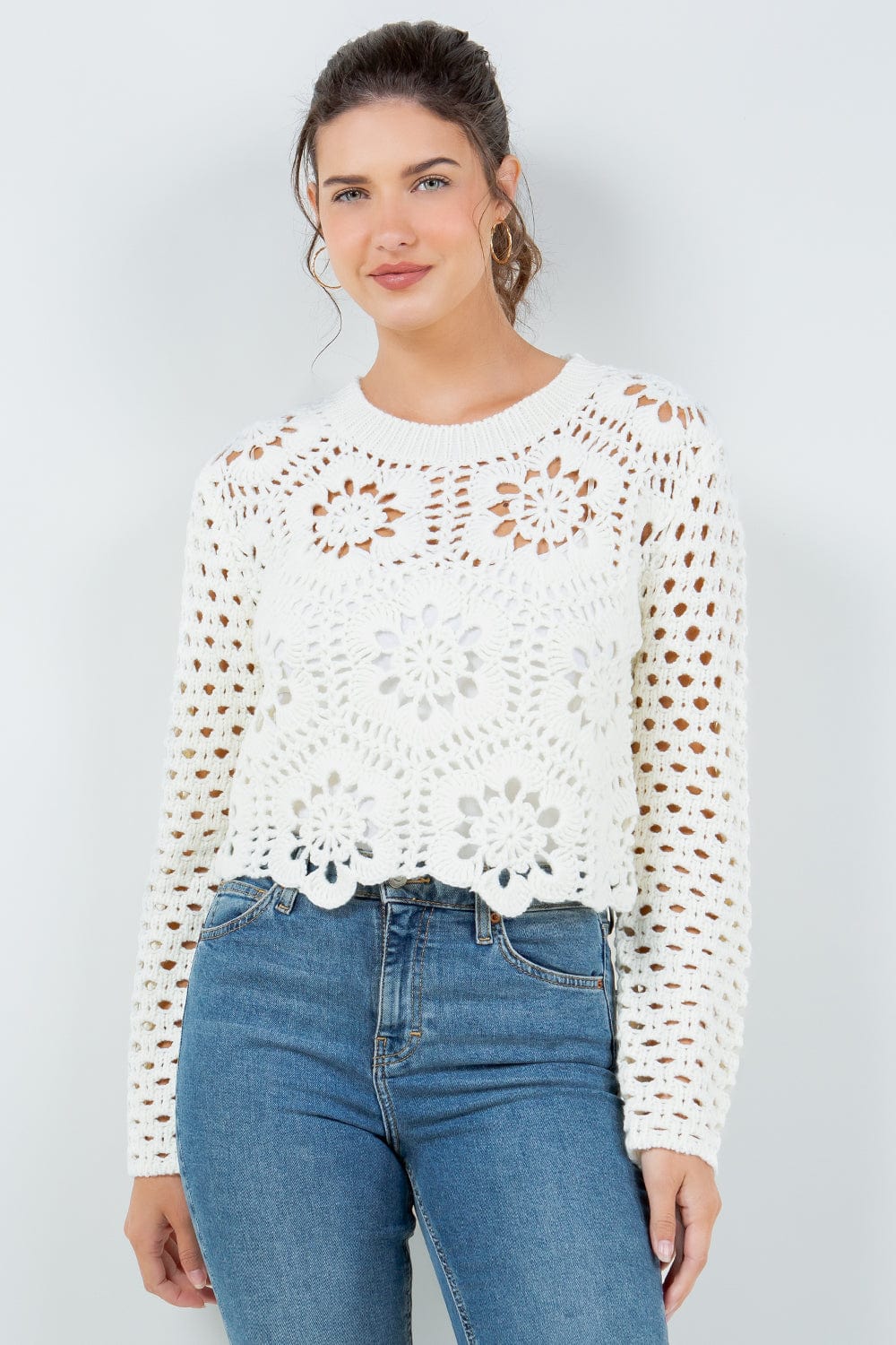 Off White Crochet Sweater
