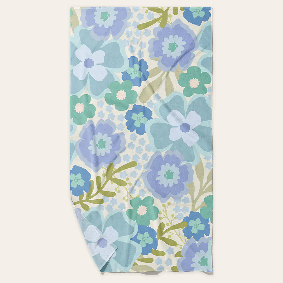 Beyond Blooms Blue Green XL Quick Dry Beach Towel
