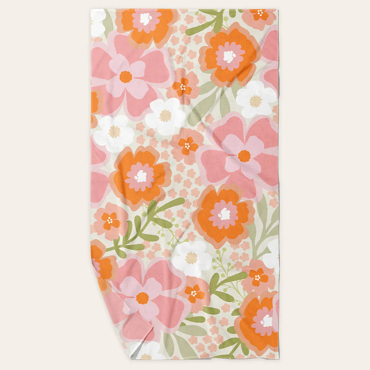 Beyond Blooms Pink Orange XL Quick Dry Beach Towel