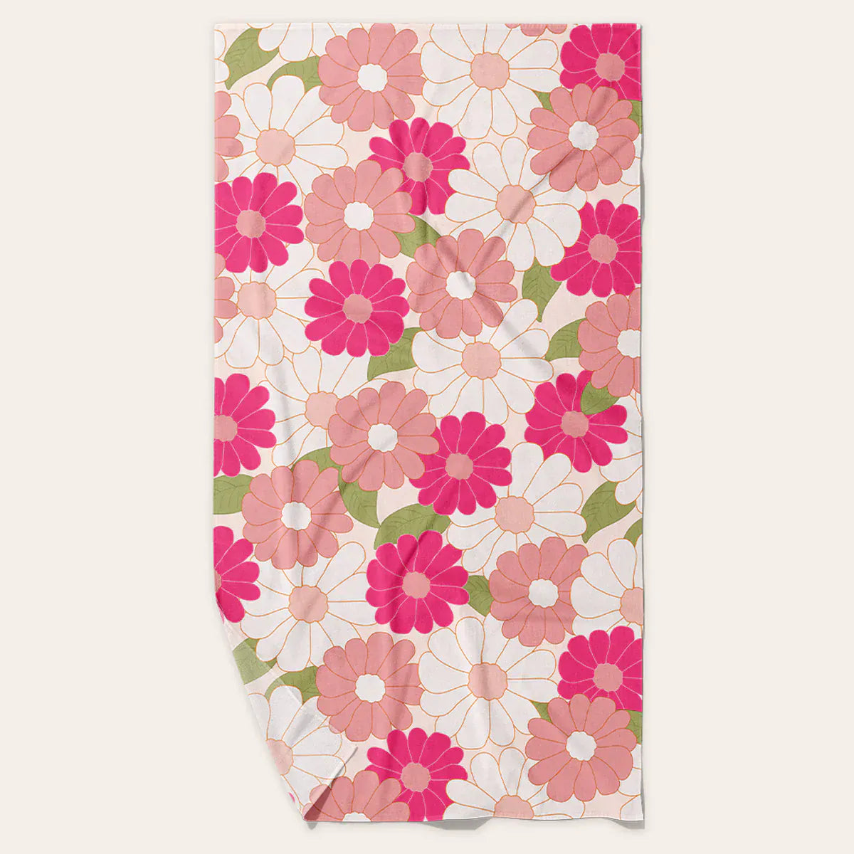 Daisy Craze Hot Pink XL Quick Dry Beach Towel
