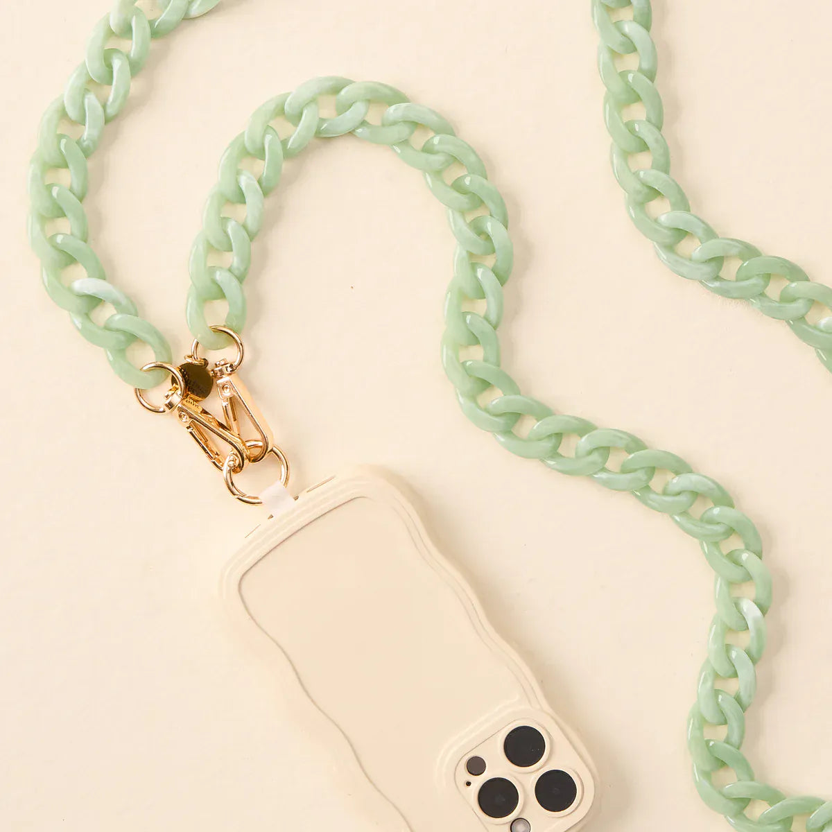 Marble Seafoam Hold the Phone Crossbody Chain