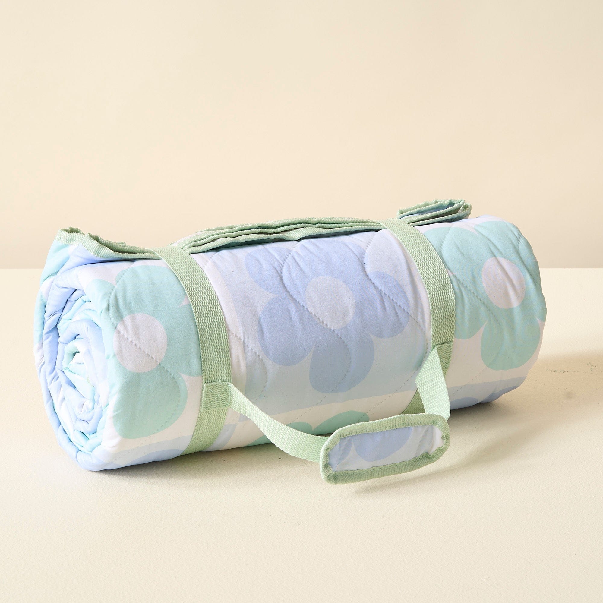 On the Go Quilted Blanket - Flower Check Blue