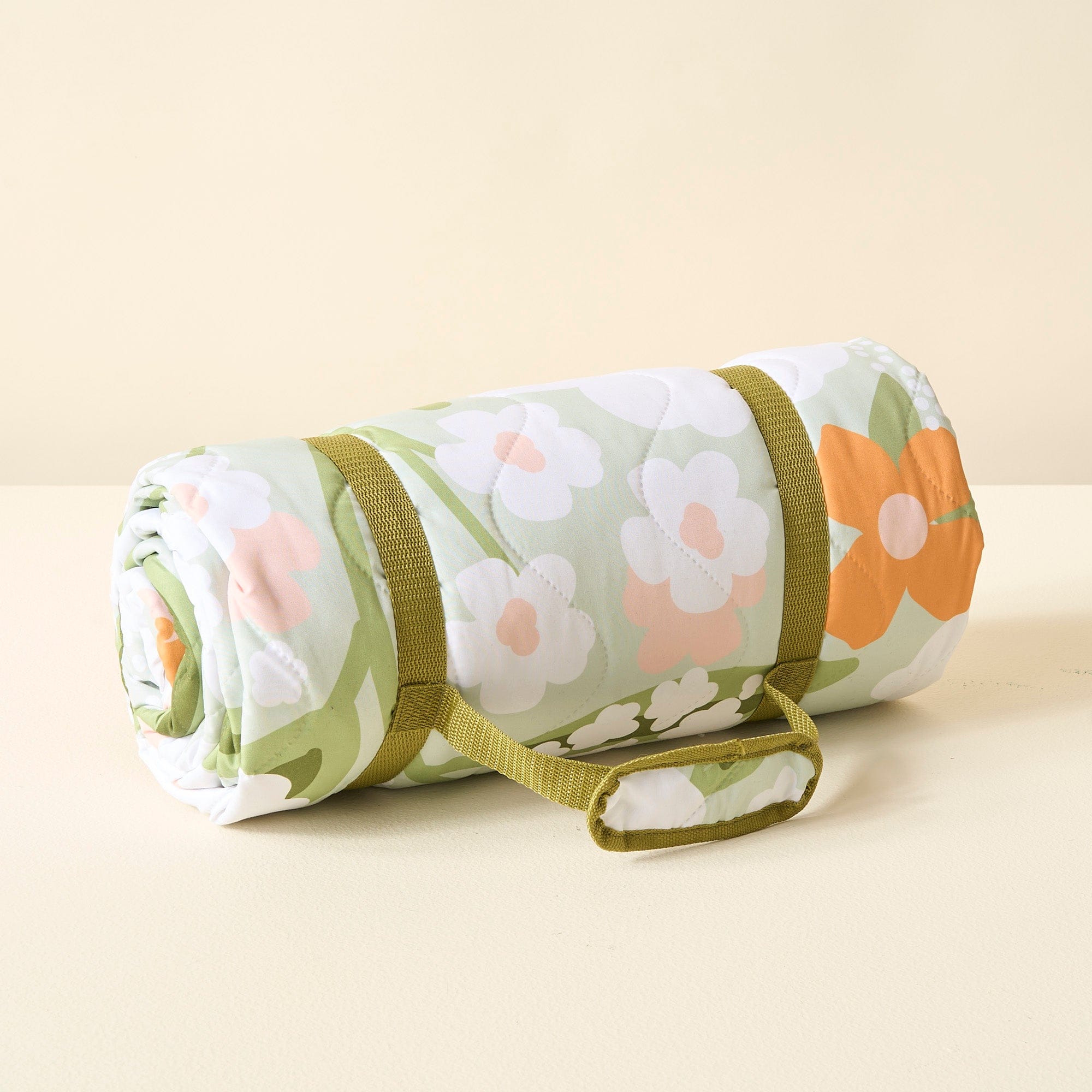 On the Go Quilted Blanket - Floral Haven Sage