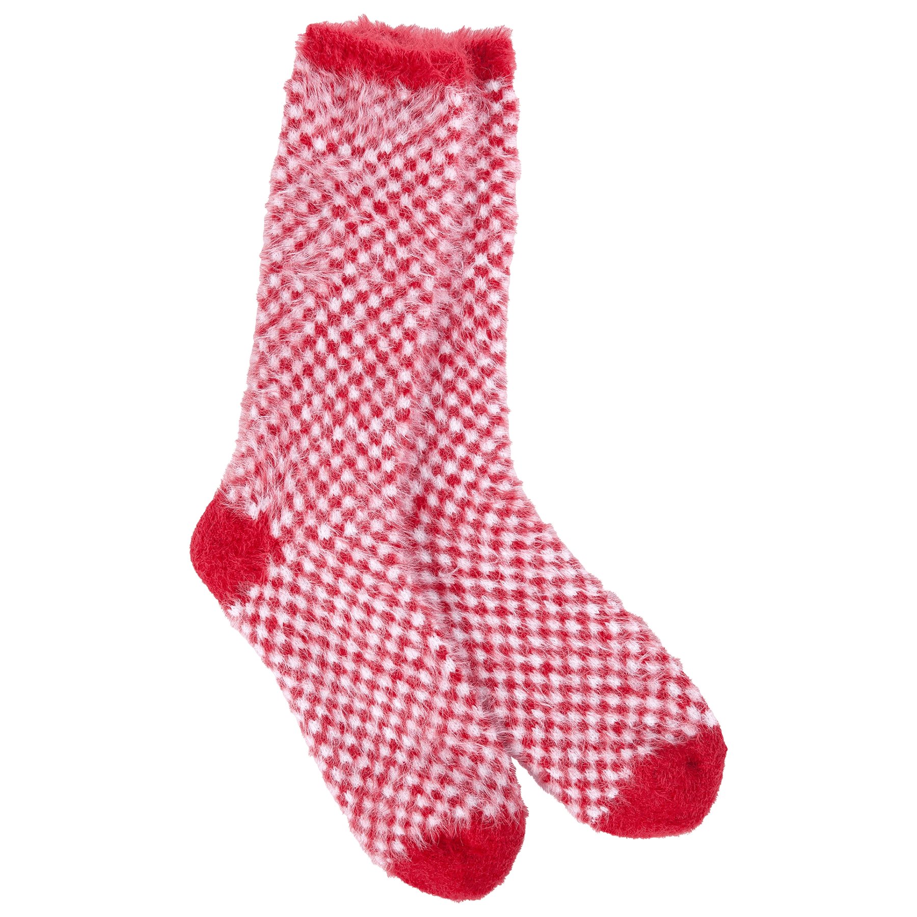 World's Softest Holiday Feather Check Crew - Red