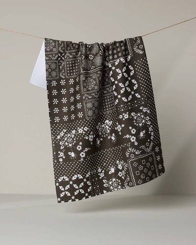 Blossoming Bandanna Brown Tea Towel