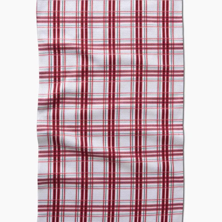 Geometry Candy Cane Plaid Tea Towel