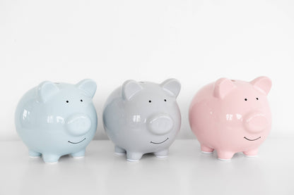 Ceramic Piggy Bank: Grey