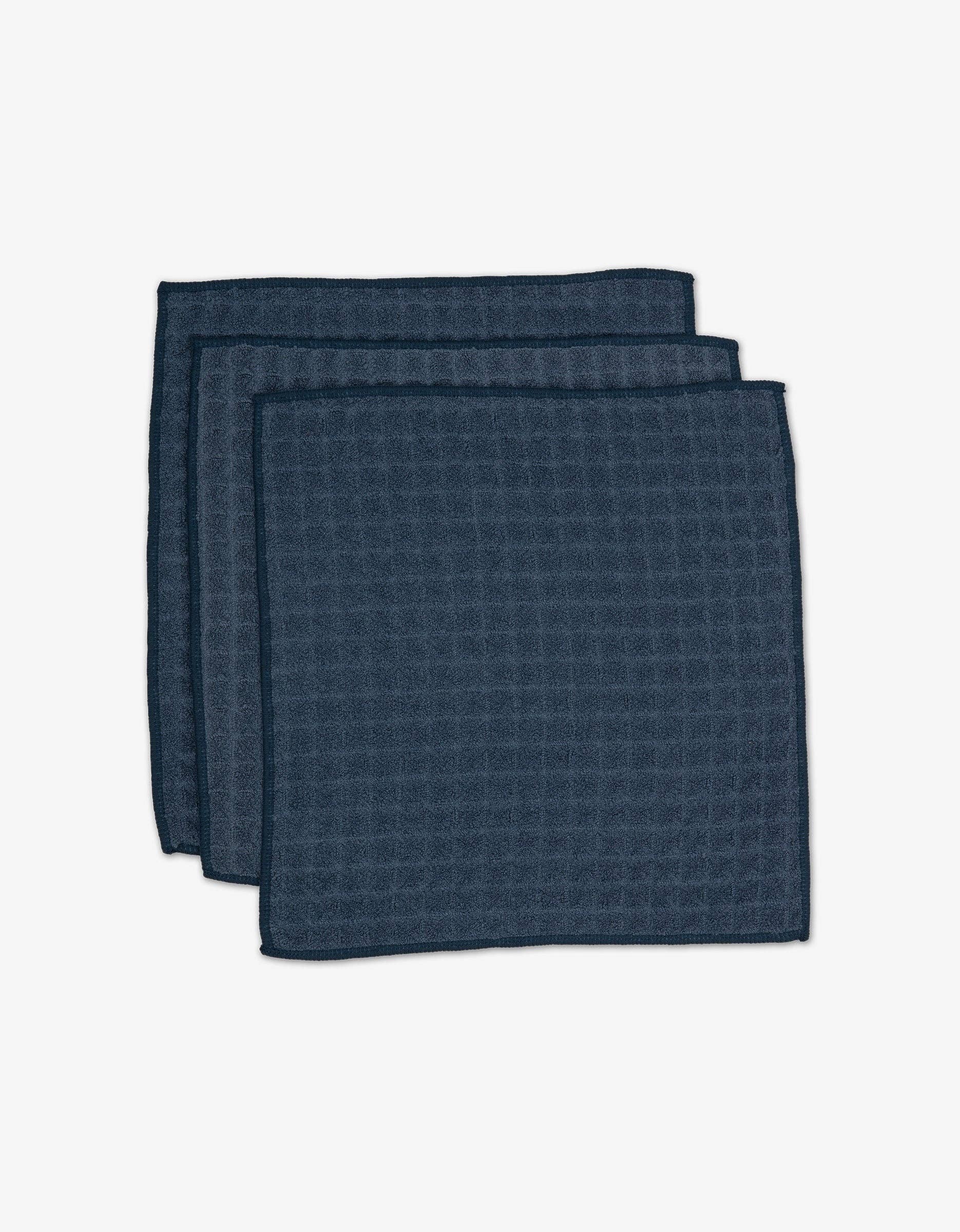 Geometry Midnight Blue Waffle Washcloth Set