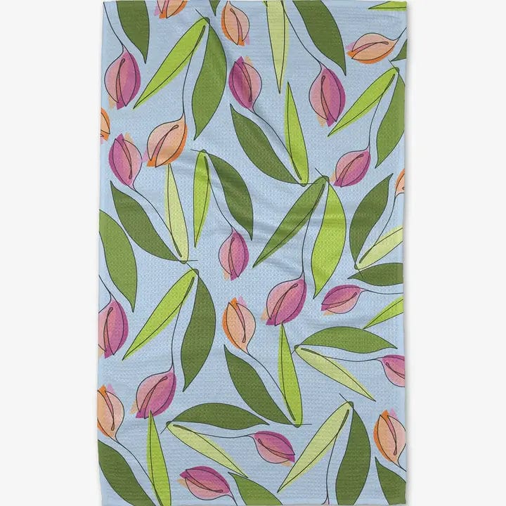 Geometry May Flowers Tea Towel
