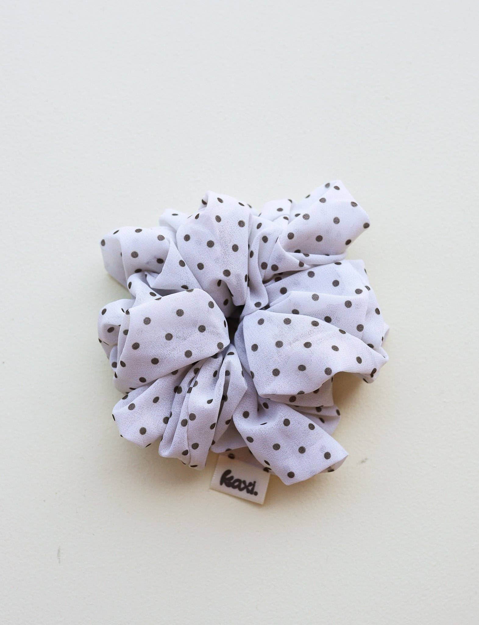 POLKA DOT OVERSIZED SCRUNCHIE: CREAM & BROWN