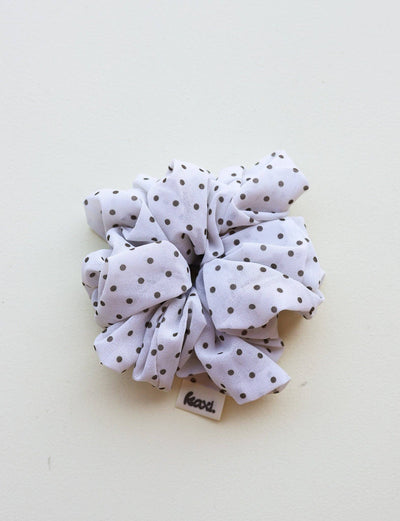 POLKA DOT OVERSIZED SCRUNCHIE: CREAM & BROWN