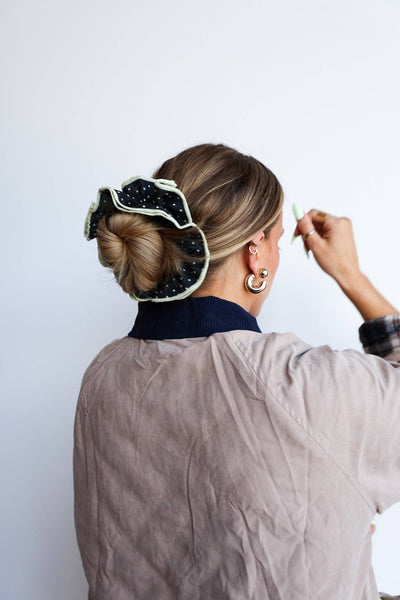 POLKA DOT CORSET SCRUNCHIE: CREAM & BROWN