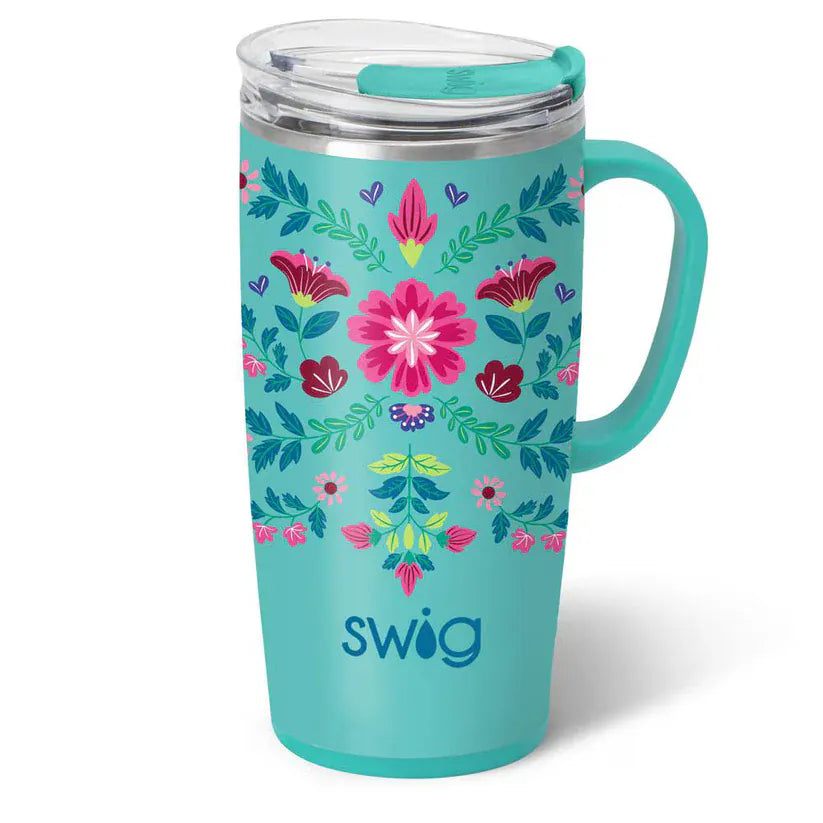 22oz Travel Mug - Flora Azul