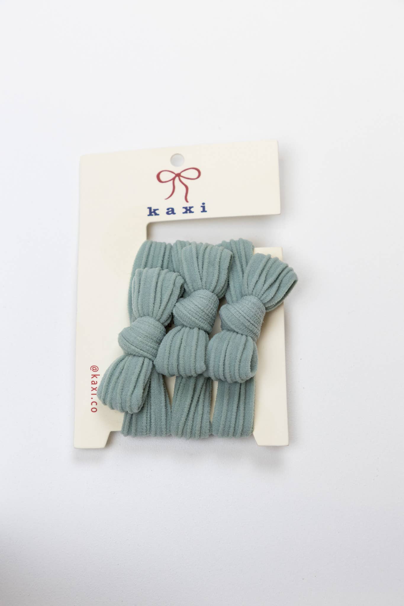 BOW SLICK BACK HAIR TIES: DUSTY BLUE