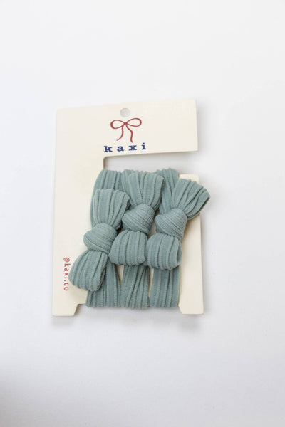 BOW SLICK BACK HAIR TIES: DUSTY BLUE