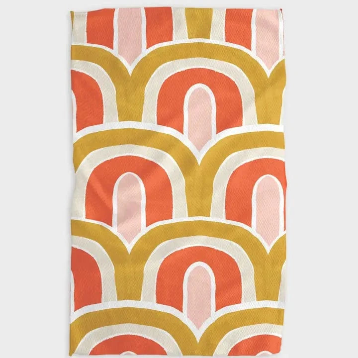 Geometry Gold Bows Kitchen Tea Towel