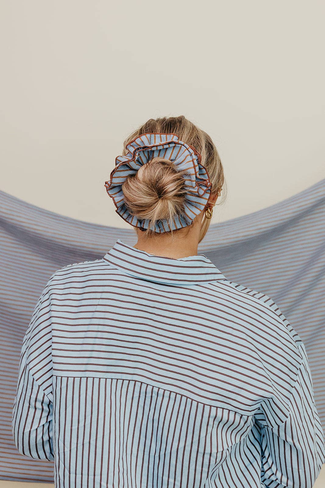 STRIPED CORSET SCRUNCHIE: PINK & MAROON