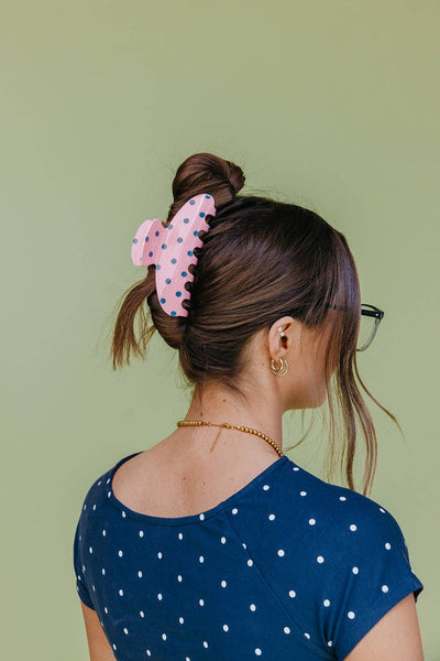 POLKA DOT & STRIPED OVERSIZED CLAWS: BROWN AND CREAM STRIPED