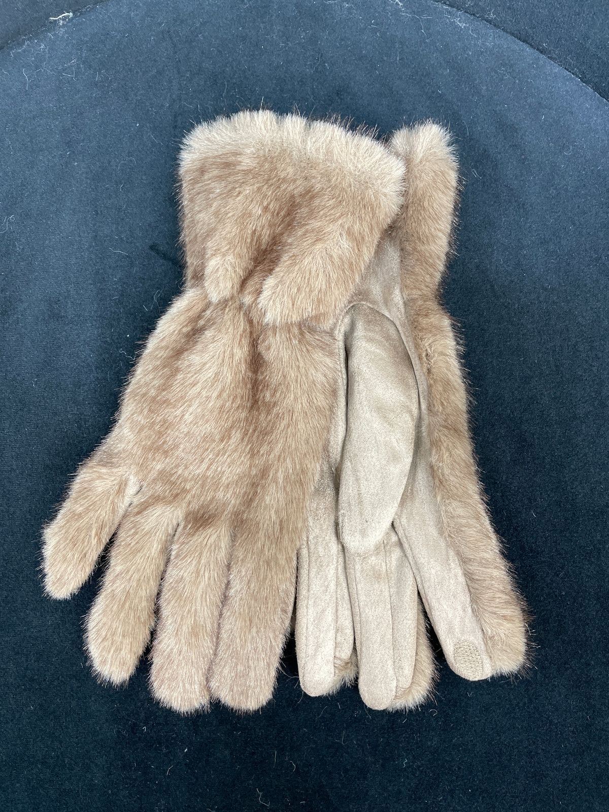 Khaki Faux Fur Gloves