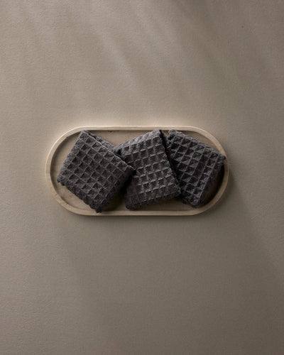 Geometry Charcoal Waffle Washcloth Set