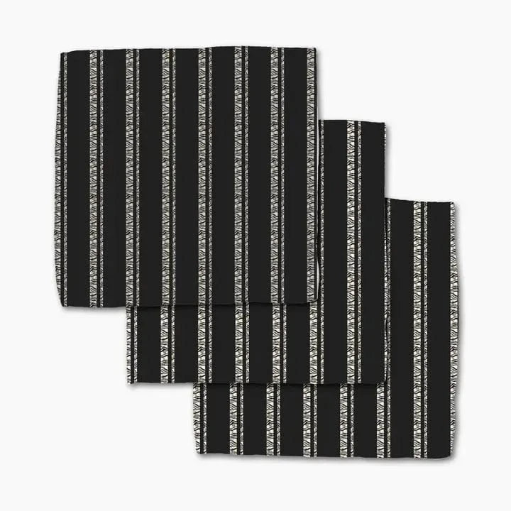 Geometry Zebra Pin Stripe Black Dishcloth Set